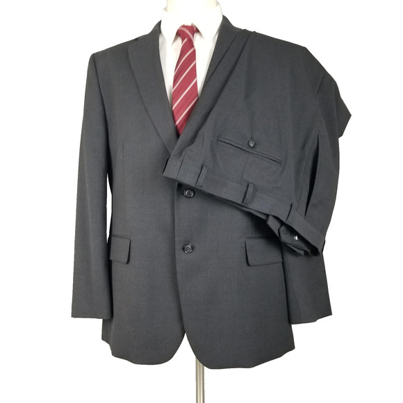 Stafford Suit Mens 44 Regular Jacket 40x27 Pants Gray Wool Blend Classic Fit